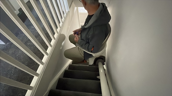 Bob struggled with the stairs before a stair lift was installed, paid for with a Disabled Facilities Grant