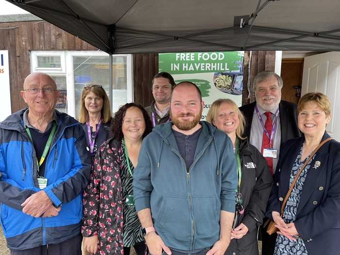 Free Food in Haverhill volunteers with co-founder Matt Yarwood (centre) welcomed councillors Margaret Marks, Jon London, David Smith and Donna Higgins to see the work it does.