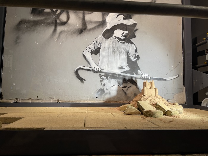 Banksy's Sandcastle Girl was displayed at Moyse's Hall Museum as part of the Mutiny in Colour exhibition