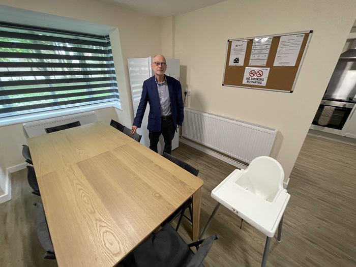 Cllr Richard O'Driscoll in the dining area at the Mildenhall property 