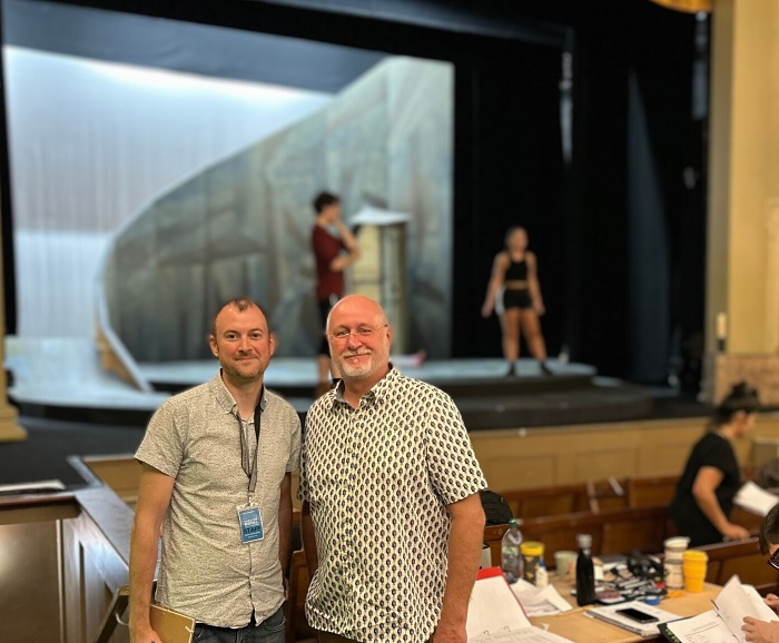 Cllr Ian Shipp visited the Theatre Royal in Bury St Edmunds as it prepares for its Summer production, The Wonderful Wizard of Oz. Owen Calvert-Lyons from the Theatre is pictured with Ian Shipp. 