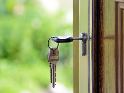 Key in front door