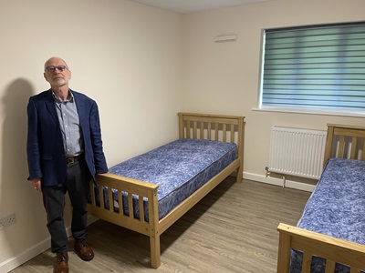 Cllr Richard O'Driscoll at Mildenhall property which will provide temporary accommodation to homeless families